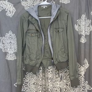 Charlotte Russe Cropped Jacket with Hood